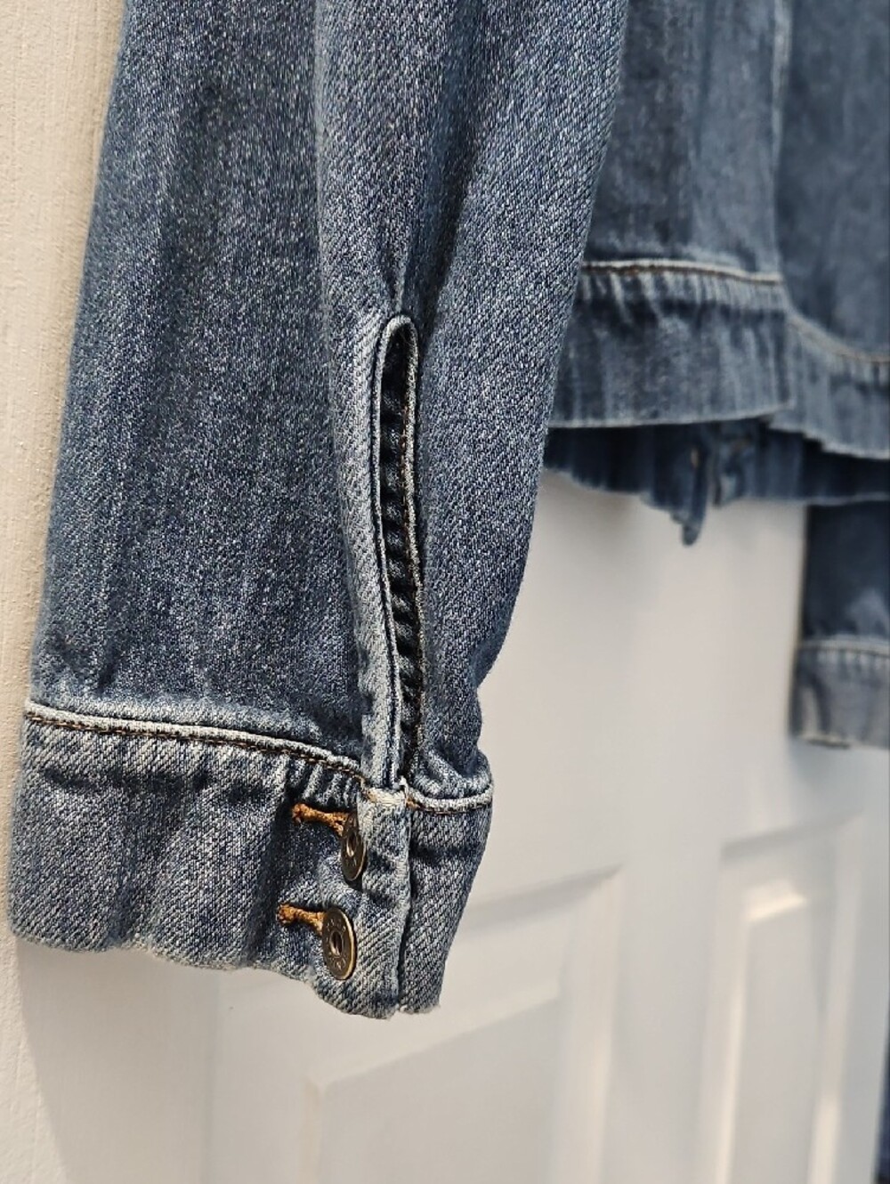 PAIGE Distressed Medium Blue Denim Jacket - Picture 10 of 12